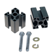 Two S&B black aluminum 1.5 inch bump stop drop brackets along with longer bolts and washers for installation.