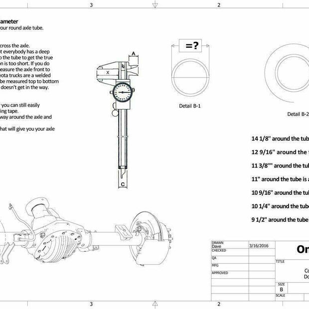 Diagram of a Weld-On Under Axle Bar Mount, 3 1/2in & 4in Axle, U-Bolts Up - S&B