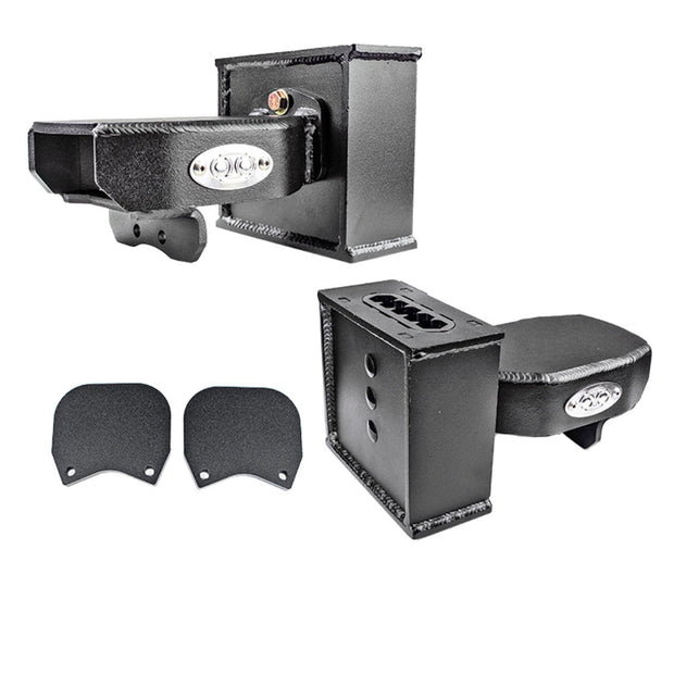 An S&B black metal 6-inch lift block with adjustable bump stop pads, designed for use with vehicles having airbags.