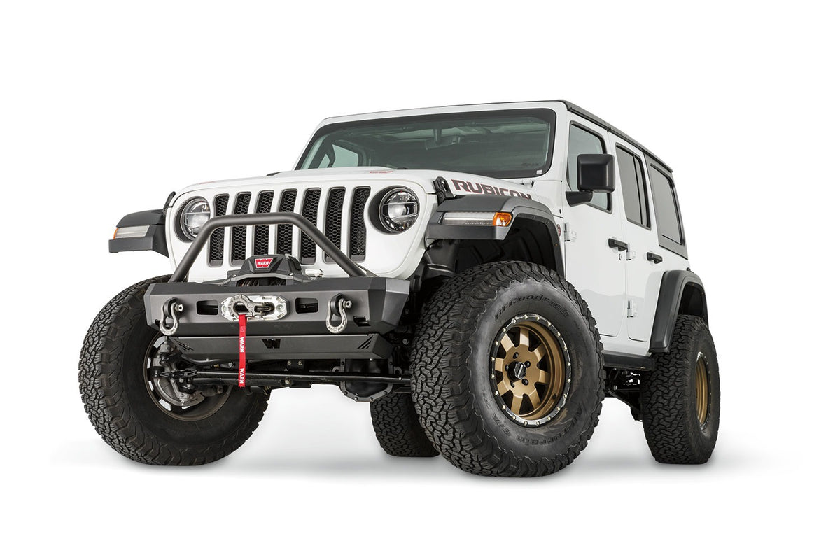 Elite Stubby Front Bumper With Grille Guard Tube For 2018-2026 Jeep Wrangler JL / 2020-2026 Jeep Gladiator JT