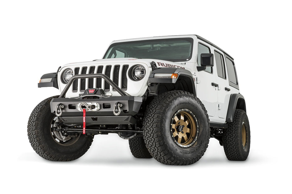 Elite Stubby Front Bumper With Grille Guard Tube For 2018-2026 Jeep Wrangler JL / 2020-2026 Jeep Gladiator JT