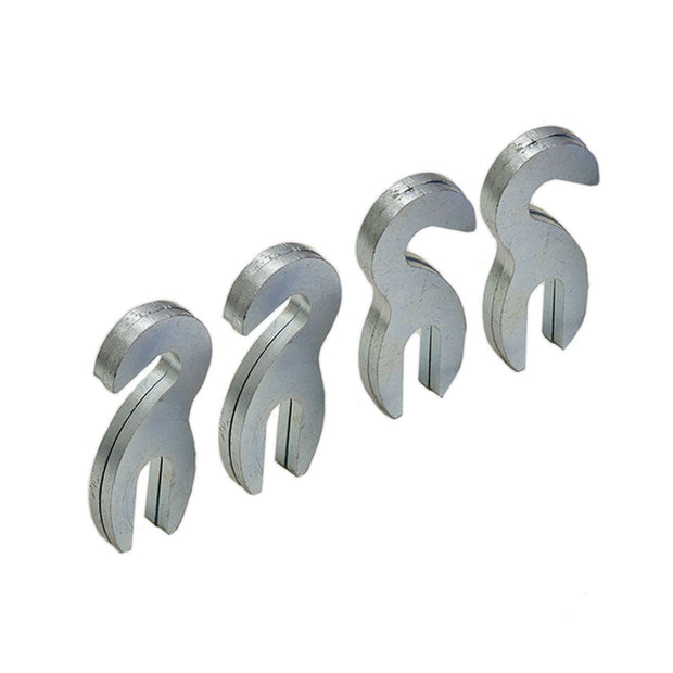 A set of four zinc plated bumper spacers designed for 2017+ Super Duty vehicles.