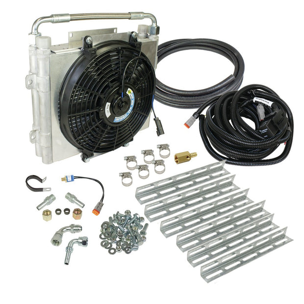 BD Xtrude Transmission Cooler With Fan - Double Stacked Complete Kit 1/2in Lines