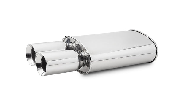 Vibrant Performance - 1047 - STREETPOWER Oval Muffler W/ Dual 3.5 In. Round Tips (3 In. Inlet)