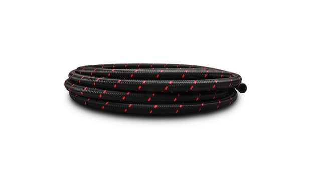 Vibrant Performance - 11964R - 10ft Roll Of Black Red Nylon Braided Flex Hose; AN Size: -4; Hose ID: 0.22 In.;