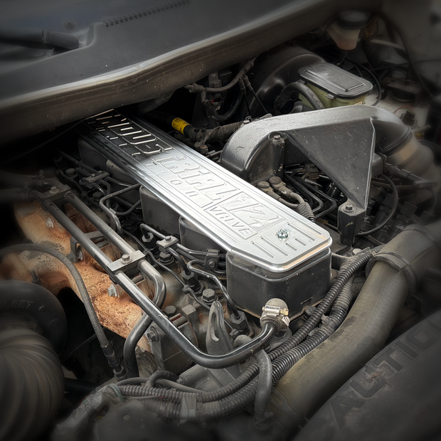 Industrial Injection Billet Engine Cover Plate 12V Polished Finish - 1989-98 5.9L Cummins