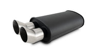 Vibrant - 12330- STREETPOWER FLAT BLACK Oval Muffler With Dual 304SS Brushed Tips; Inlet ID: 2.50 In. Tip OD: 3.00 In.; Muffler Body Size: 9 InW X 5 InH X 15 InL; Tip Location: Center Of End Cap