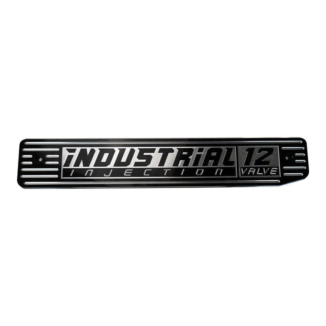 Industrial Injection Billet Engine Cover Plate 12V Mirror Black - 1989-98 5.9L Cummins