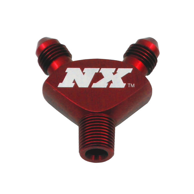 Nitrous Express - 1/8NPT X 3AN X 3AN  BILLET PURE-FLO  Y  FITTING (RED) - 16077