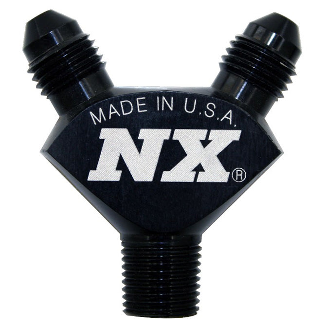 Nitrous Express - 1/8NPT X 3AN X 3AN BILLET PURE-FLO Y FITTING (BLACK) - 16378