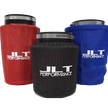 Three air filter wraps in red, blue, and black colors with the JLT Performance logo on each.