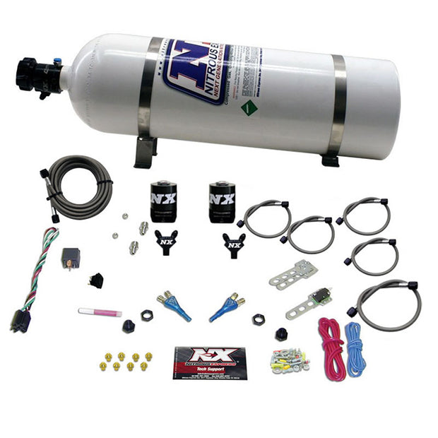 Nitrous Express - DODGE EFI FULL RACE (100-150-200-300HP) DUAL NOZZLE WITH 15LB BOTTLE  - 20315-15