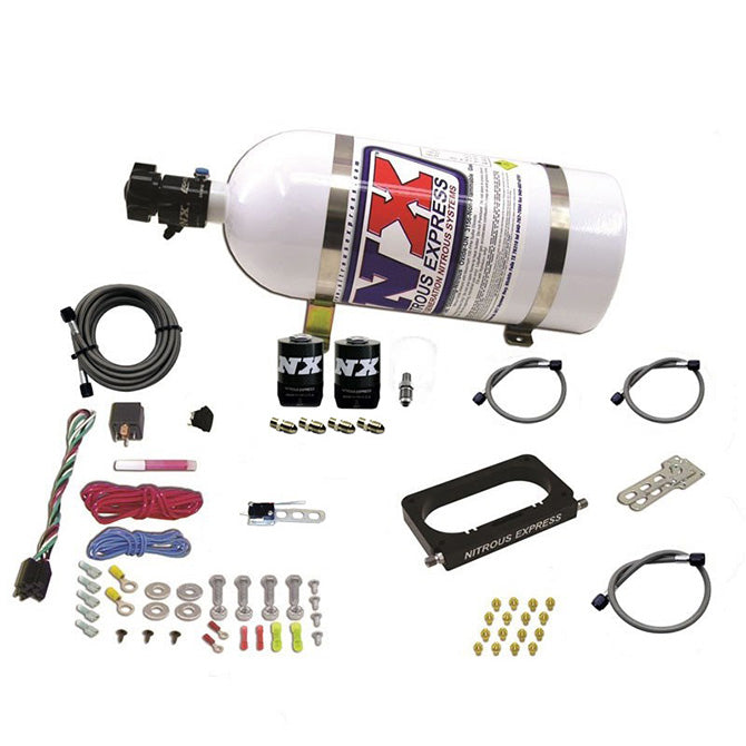 Nitrous Express - FORD 4 VALVE NITROUS PLATE SYSTEM (50-300HP) WITH 10LB BOTTLE - 20950-10