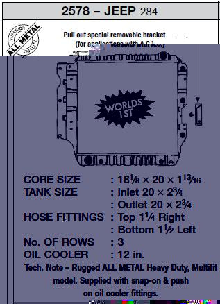 87-04 Jeep Wrangler (3 ROW Copper Core) Radiator
