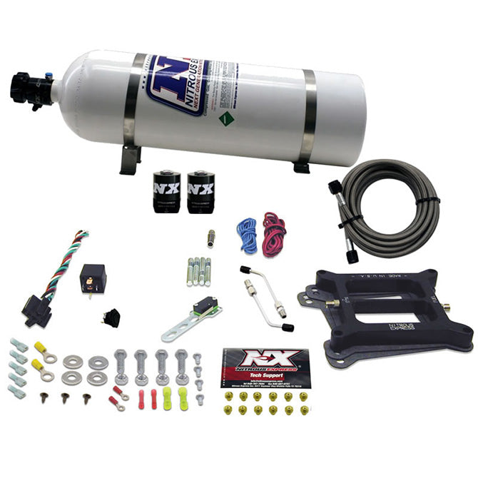 Nitrous Express - 4150 4-BBL/GASOLINE (50-100-150-200-250-300HP) WITH 15LB BOTTLE - 30040-15