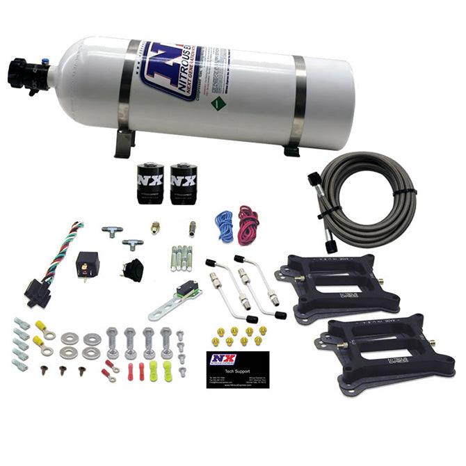 Nitrous Express - DUAL/4150/ALCOHOL (50-100-150-200-250-300HP) WITH 15LB BOTTLE - 30245-15