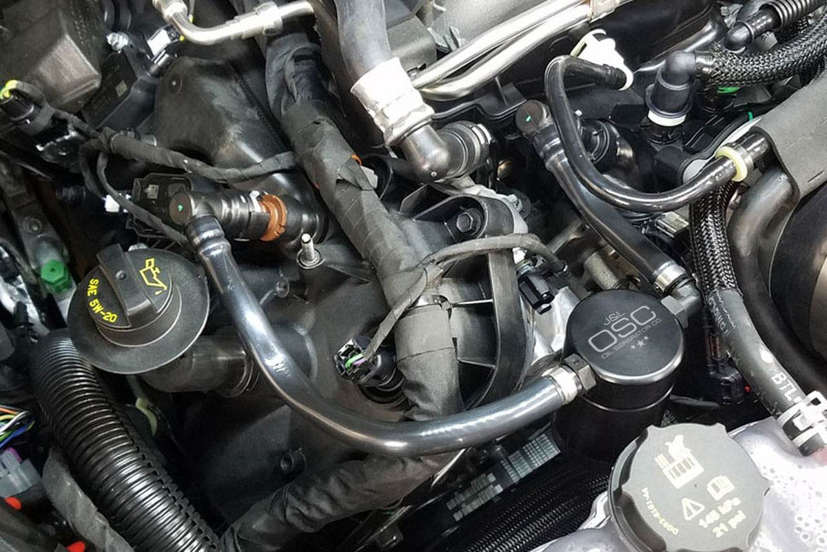 J&L Oil Separator 3.0 Passenger Side, Black Anodized - S&B