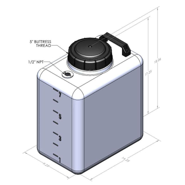 Diagram of an S&B 7 Gallon RV Portable Galley Fresh Water Tank - S&B