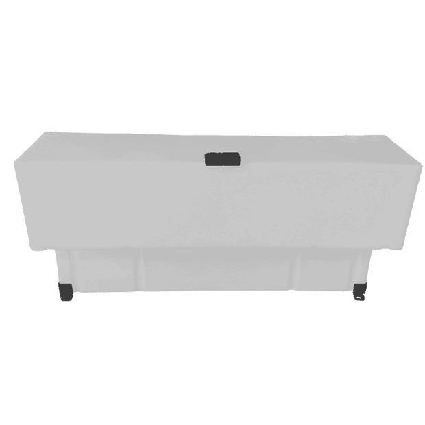 White rectangular 30 Gallon Wheel Well Water Tank (Both Sides) in a white background