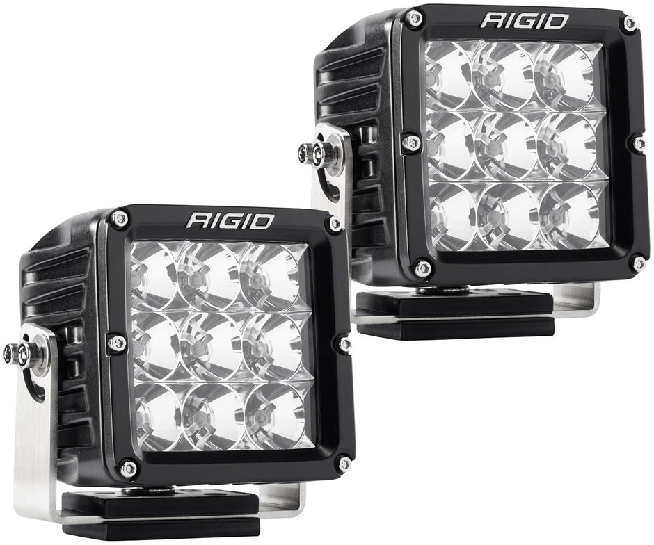 RIGID D-XL PRO LED Light Flood Optic Surface Mount Black Housing Pair