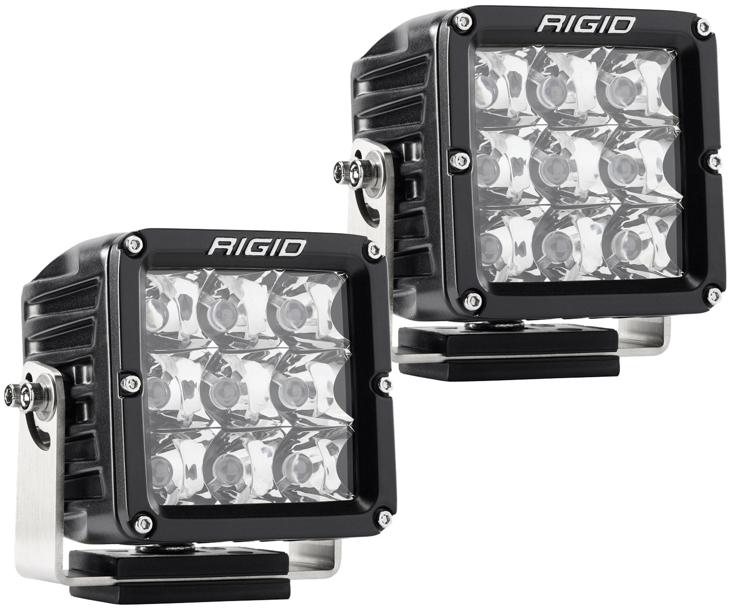 RIGID D-XL PRO LED Light Spot Optic Surface Mount Black Housing Pair