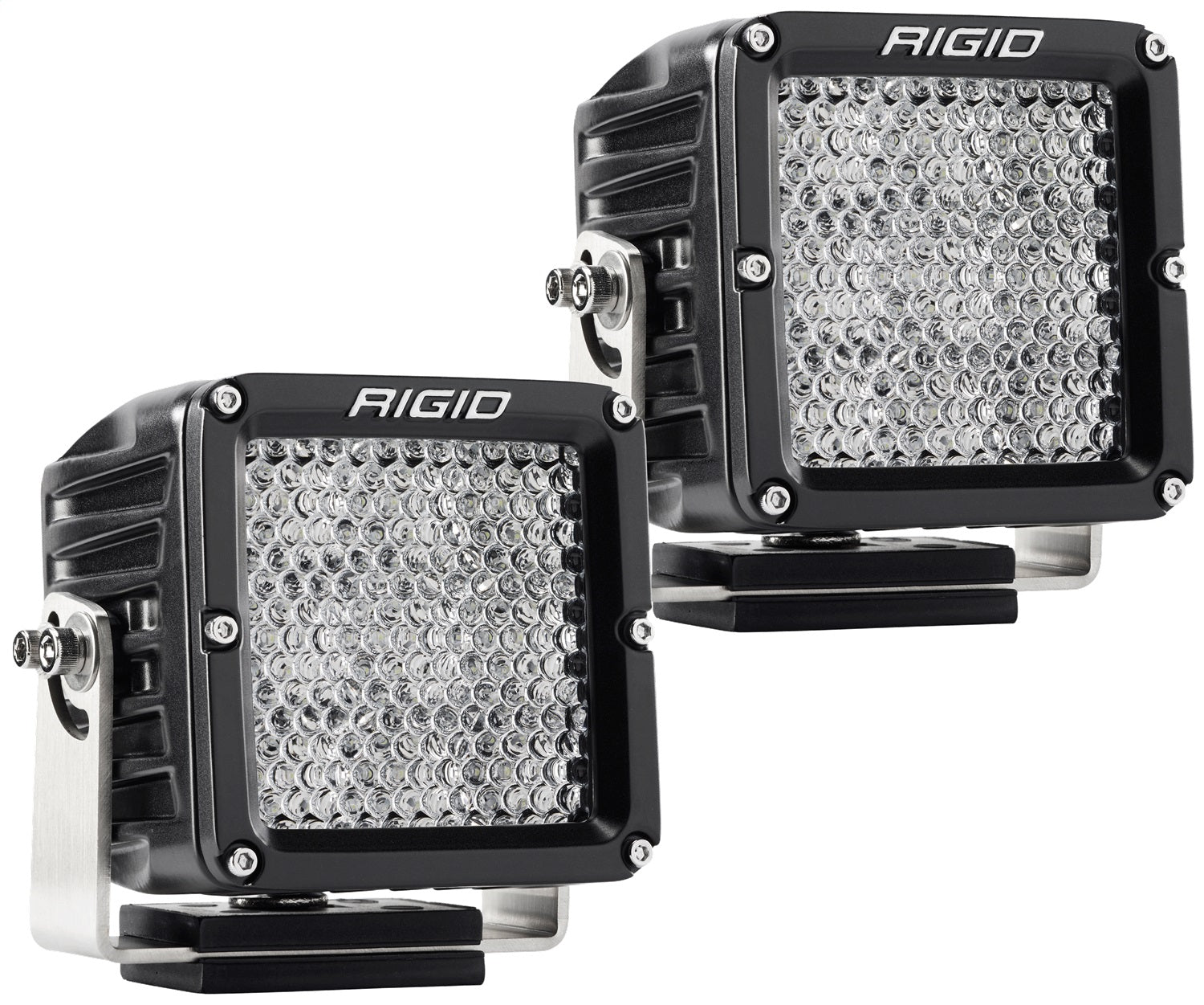 RIGID D-XL PRO LED Light Flood Diffused Surface Mount Black Housing Pair