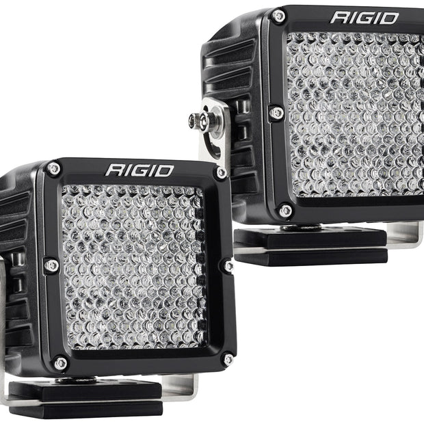 RIGID D-XL PRO LED Light Flood Diffused Surface Mount Black Housing Pair