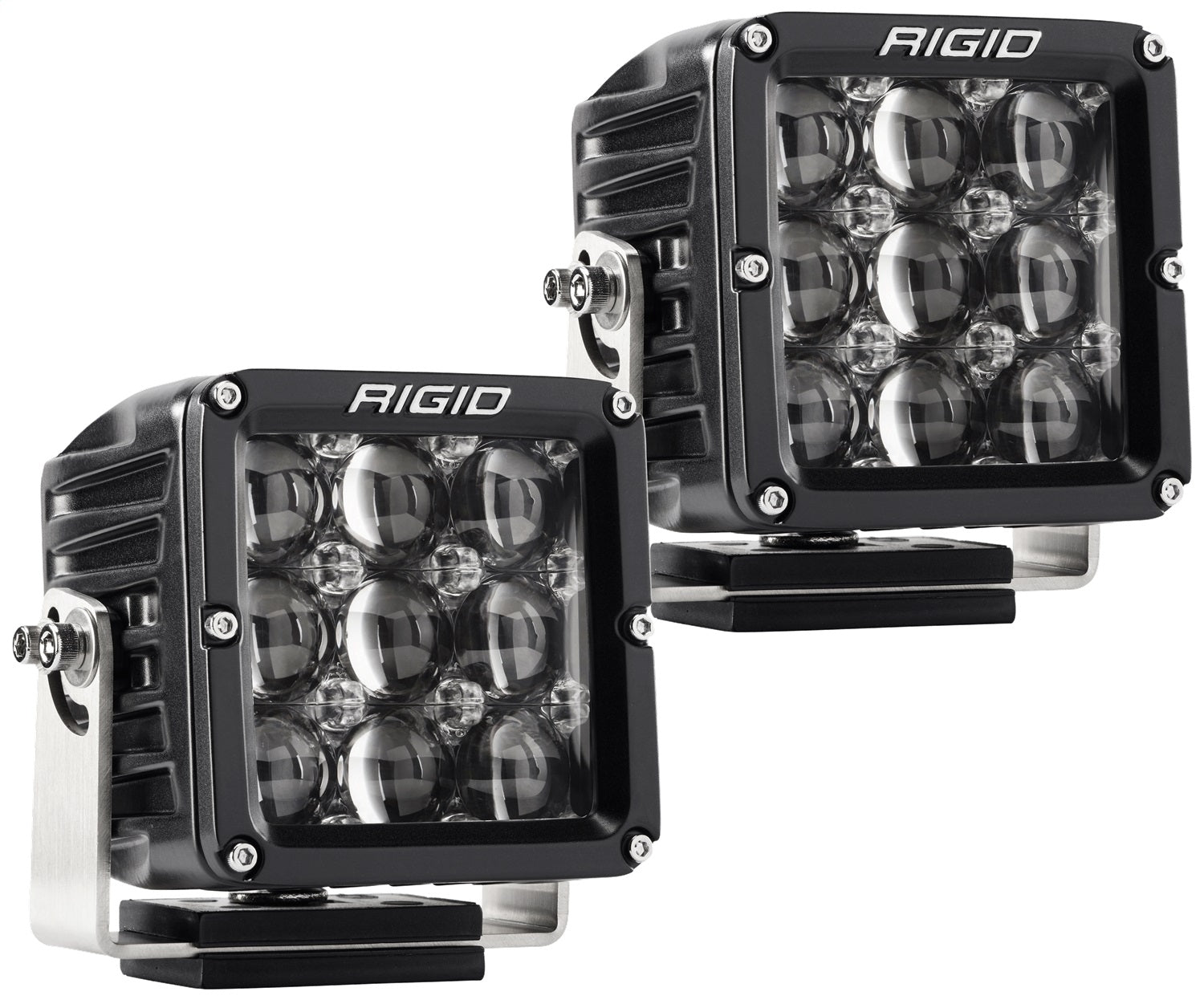 RIGID D-XL PRO LED Light Hyperspot Optic Surface Mount Black Housing Pair