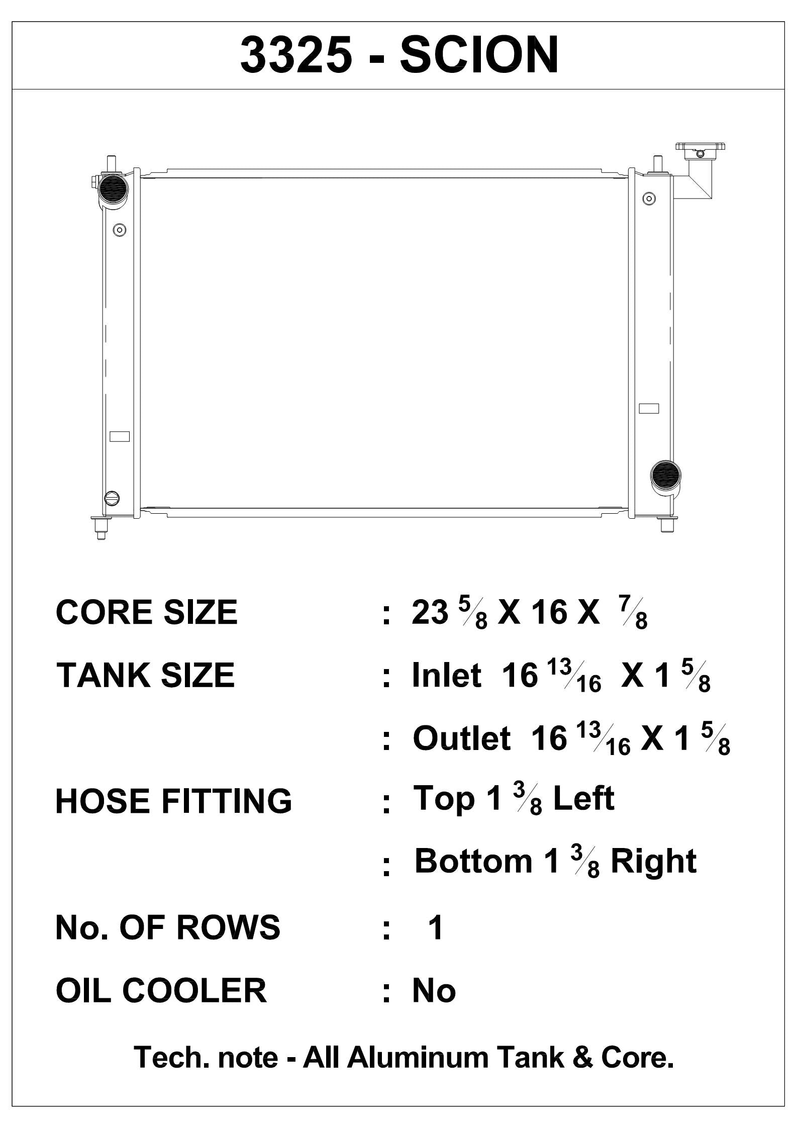 CSF 3325 - 05-10 Scion TC Radiator (Discontinued)