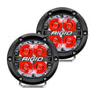 RIGID 360-Series 4 Inch Round LED Off-Road Light Spot Beam Pattern For High Speeds Red Backlight Pair