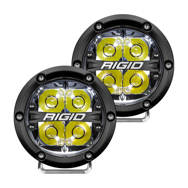 RIGID 360-Series 4 Inch Round LED Off-Road Light Spot Beam Pattern For High Speeds White Backlight Pair