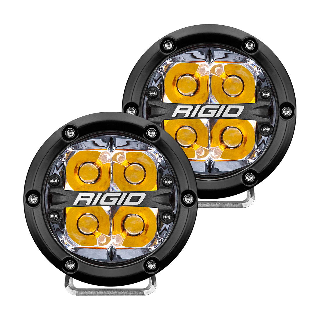 RIGID 360-Series 4 Inch Round LED Off-Road Light Spot Beam Pattern For High Speeds Amber Backlight Pair