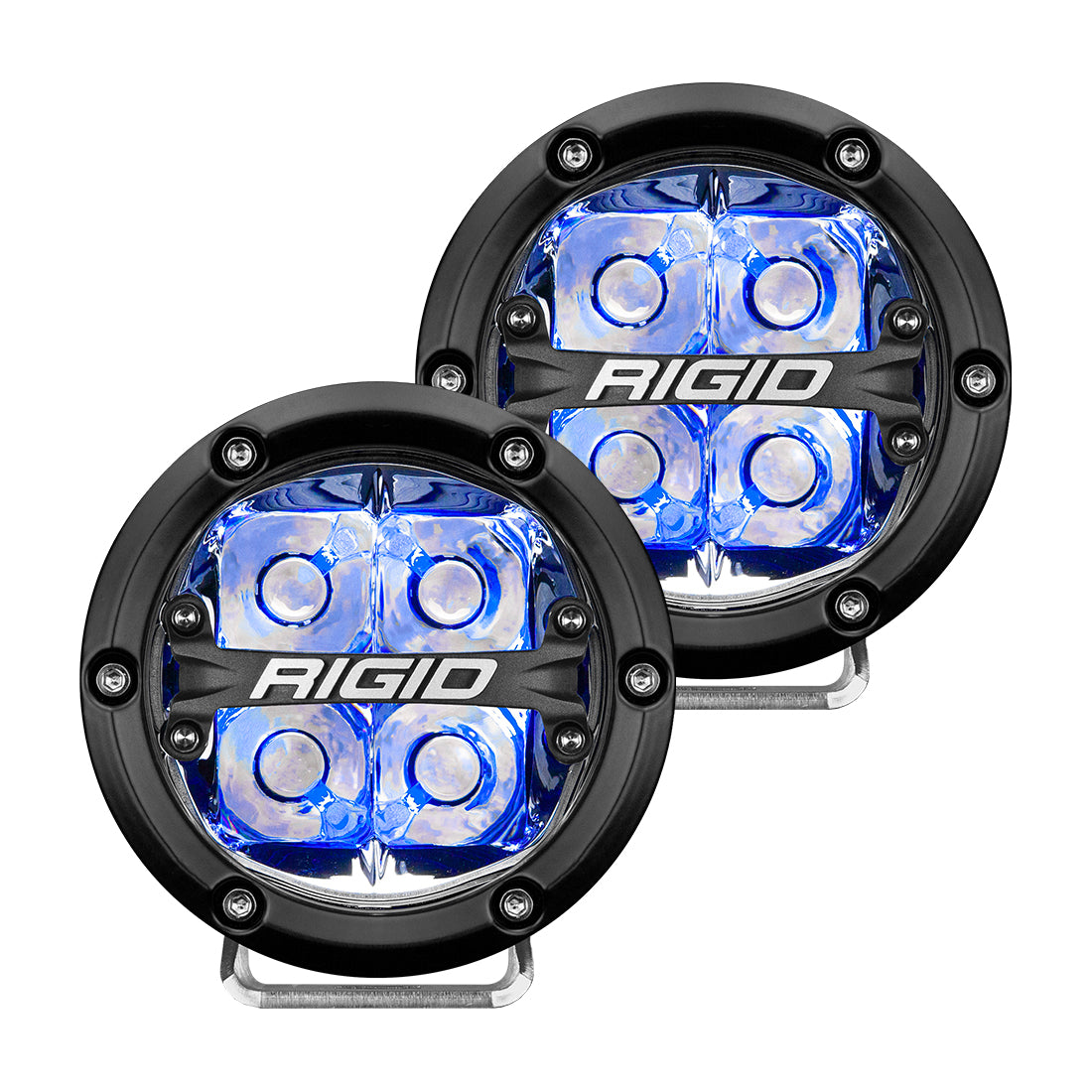RIGID 360-Series 4 Inch Round LED Off-Road Light Spot Beam Pattern For High Speeds Blue Backlight Pair
