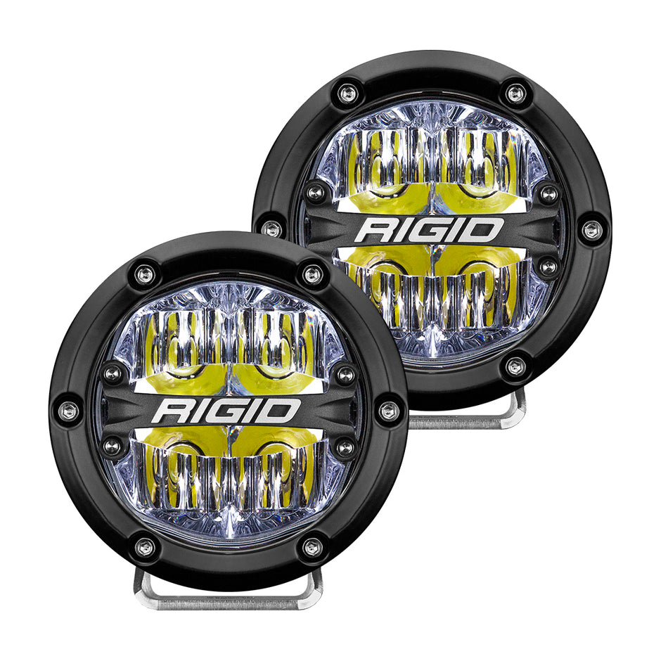 RIGID 360-Series 4 Inch Round LED Off-Road Light Drive Beam Pattern For Moderate Speeds White Backlight Pair