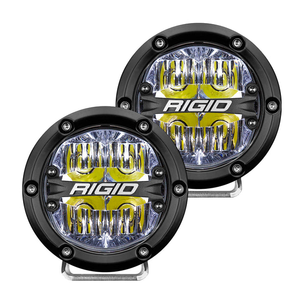 RIGID 360-Series 4 Inch Round LED Off-Road Light Drive Beam Pattern For Moderate Speeds White Backlight Pair
