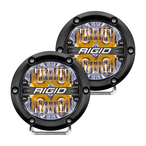 RIGID 360-Series 4 Inch Round LED Off-Road Light Drive Beam Pattern For Moderate Speeds Amber Backlight Pair