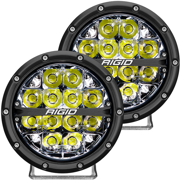 RIGID 360-Series 6 Inch Round LED Off-Road Light Spot Beam Pattern For High Speeds White Backlight Pair