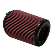 Red air filter JLT Intake Replacement Filter - S&B with black outer rim on a white background