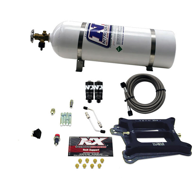 Nitrous Express - 4150 HITMAN 4-BBL (100-150-200HP) WITH 15LB BOTTLE - 40040-15