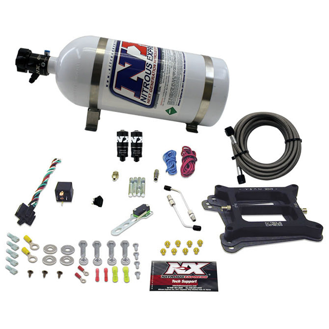 Nitrous Express - 4150 HITMAN PLUS 4-BBL (50-100-150-200HP) WITH 10LB BOTTLE - 40041-10