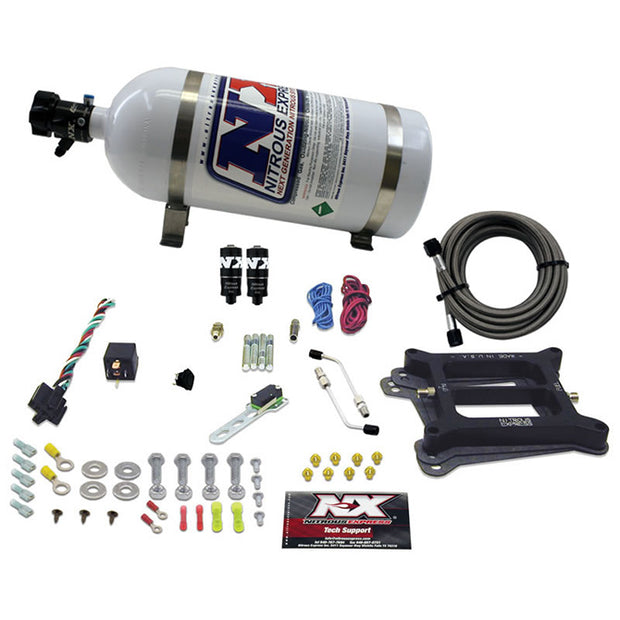 Nitrous Express - 4150 HITMAN PLUS 4-BBL (50-100-150-200HP) WITH 10LB BOTTLE - 40041-10