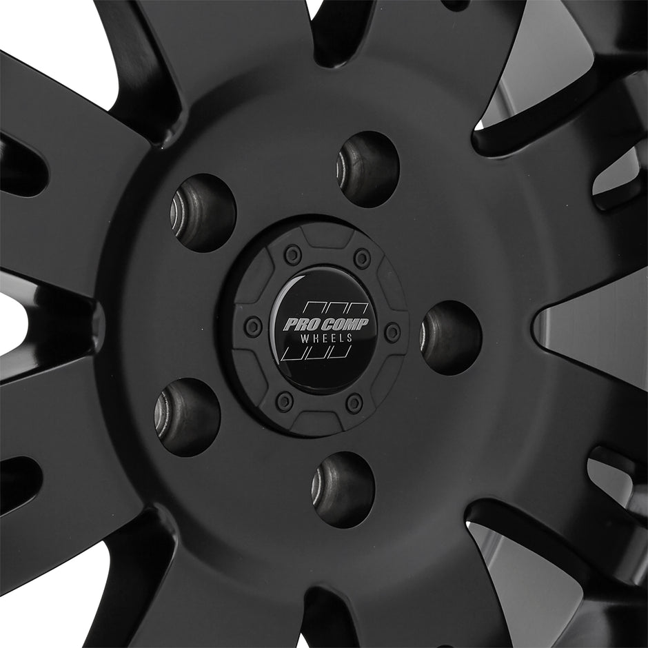 Raven Satin Black 17x9 5x5.5 4.75BS Offset -6mm Cap P/N 8425041