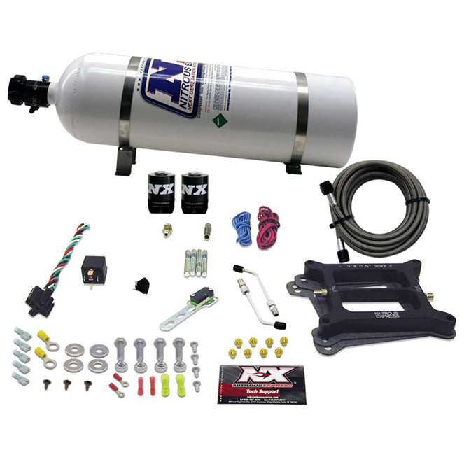 Nitrous Express - 4150 4-BBL/ALCOHOL (100-200-300-400-500HP) WITH 15LB BOTTLE - 50045-15