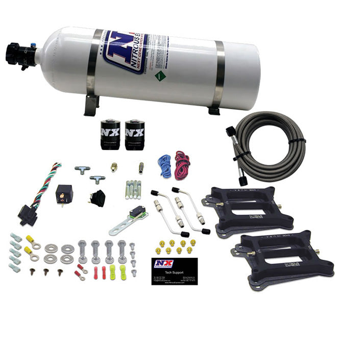 Nitrous Express - DUAL 4150/ALCOHOL (100-200-300-400-500HP) WITH 15LB BOTTLE - 50245-15