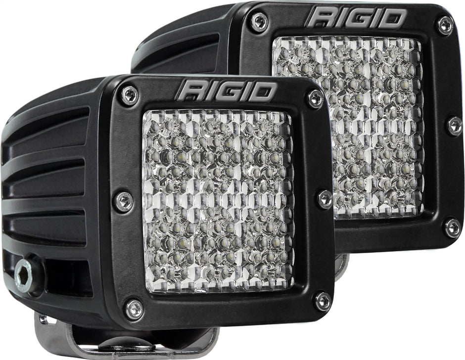 RIGID D-Series PRO LED Light Flood Diffused Surface Mount Black Housing Pair