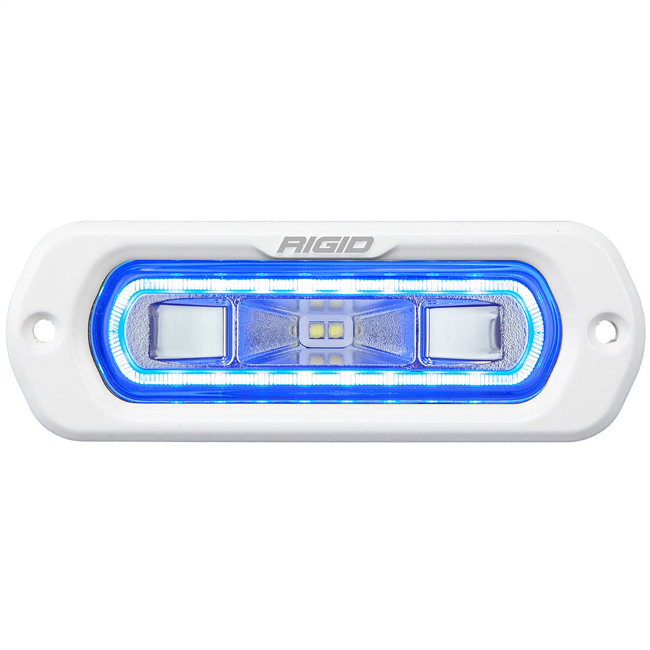 RIGID Industries SR-L Series Marine Spreader Pod 2 Wire Flush Mount White Housing With Blue Halo