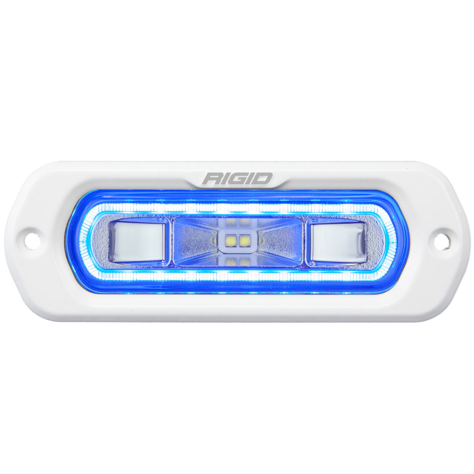 RIGID Industries SR-L Series Marine Spreader Pod 2 Wire Flush Mount White Housing With Blue Halo