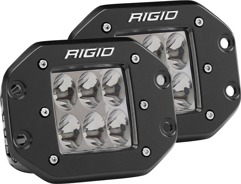 RIGID D-Series PRO LED Light Driving Optic Flush Mount Black Housing Pair