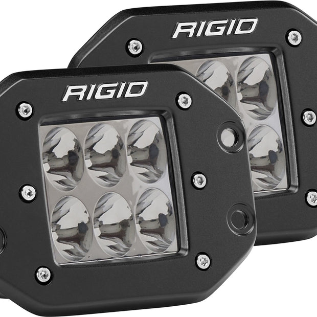 RIGID D-Series PRO LED Light Driving Optic Flush Mount Black Housing Pair