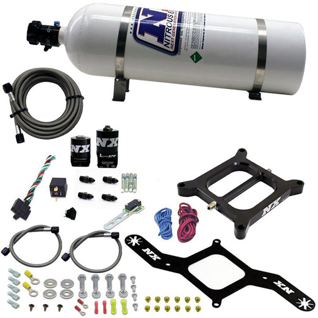 Nitrous Express - 4150 RNC Conventional Plate System W/ .375" Solenoid W/ 15lb Bottle - 55140-15